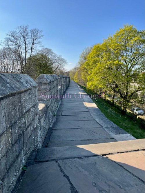 Along the city walls